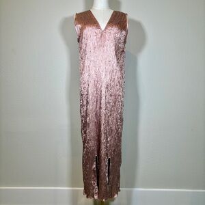 Pomandere Pink Mauve Sleeveless Crinkle Maxi Dress Size 8